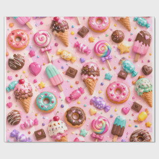 Papier Cadeau Jolis Emballages Sucrés & Motif de Crème Glacée Pa