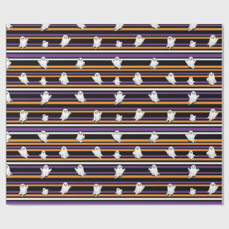Papier Cadeau Jolis Fantômes Rayures Noir Orange Violet