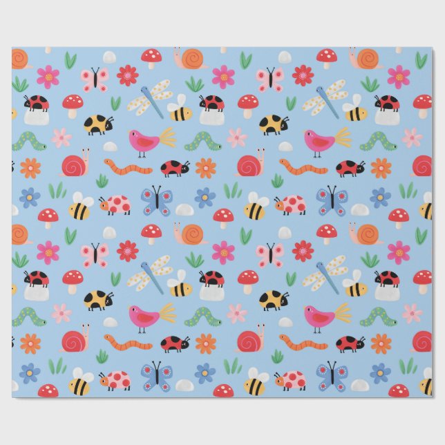 Papier cadeau jolis insectes (Plat)