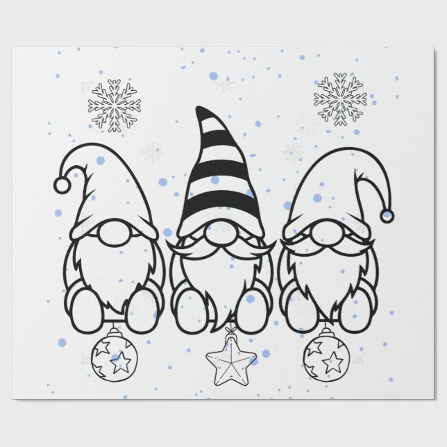 Papier Cadeau Jolis nains de Noël pour la période des fêtes.  (Plat)