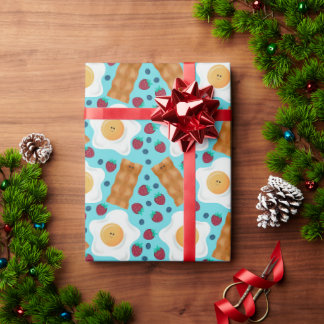 Papier Cadeau Jolis œufs bleus Bacon Fraises Myrtilles 
