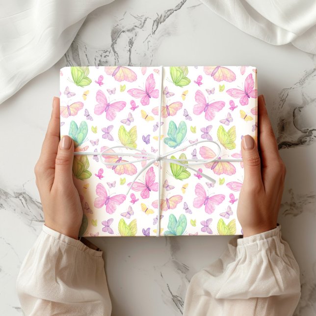 Papier Cadeau Jolis papillons pastel volants (Créateur téléchargé)