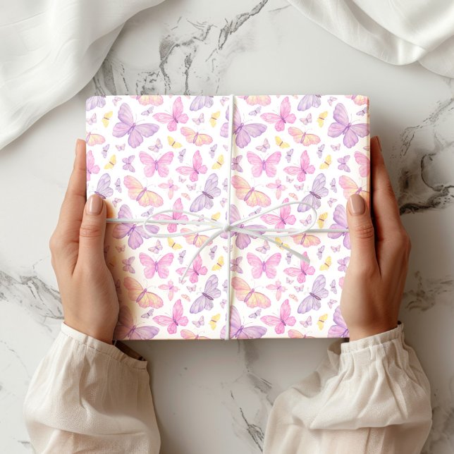 Papier Cadeau Jolis papillons pastel volants (Créateur téléchargé)