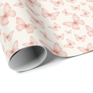 Papier Cadeau Jolis papillons roses