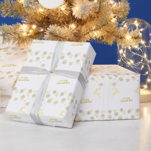 Papier Cadeau Jolis rennes Flocons Joyeux Noël