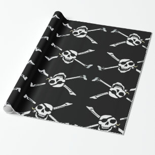 Papier Cadeau Jolly roger noir et blanc d'amusement