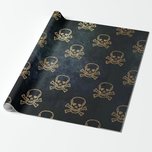 Papier Cadeau Jolly roger paresseux de pirates sur Arrière - pla (Déroulé)