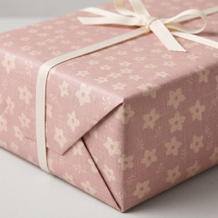Papier Cadeau Jonquille Fleurie Crème Rose Poussiéreux Cottageco