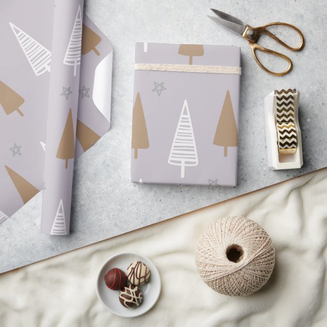 Papier Cadeau Jote Boho Pastel sapin de Noël Vacances boisées (Artisanat)