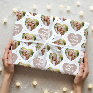 Papier Cadeau Jote Fête des Mères 6 Photo Maman Coeurs d'Amour B