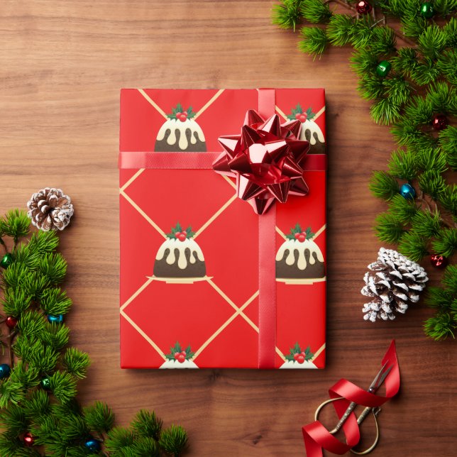 Papier Cadeau Jote Red Stripe Christmas Pudding Cadeau (Cadeau de vacances)