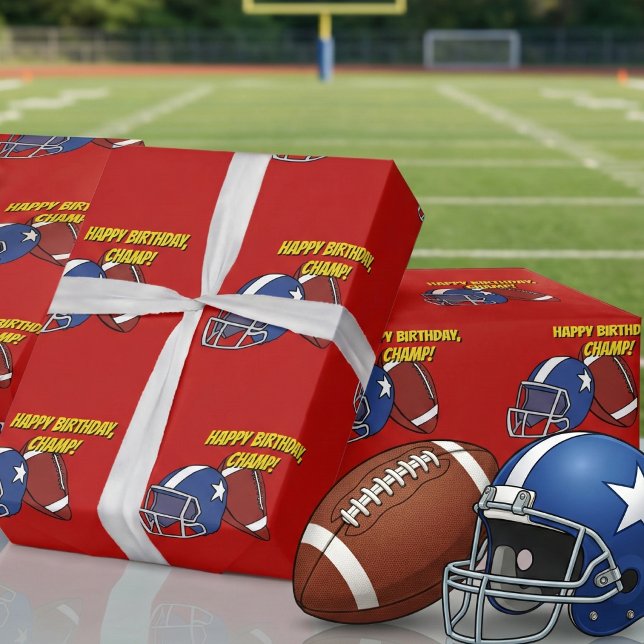 Papier Cadeau Jouer Red American Football Sport Joyeux anniversa (Créateur téléchargé)