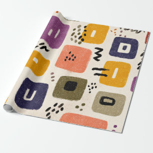 Papier Cadeau Jouer Retro Doodle Abstrait Moderne du milieu du