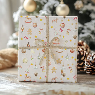 Papier Cadeau Jouet et ornement de Noël vintage