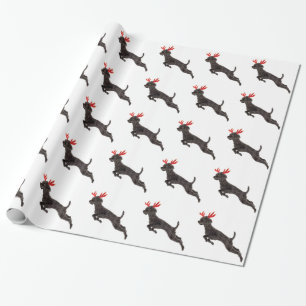 Papier Cadeau Jouet noir de Noël Caniche de caniche d'Antlers