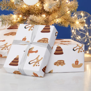 Papier Cadeau Jouet pour enfants blanc mignon Voiture Avion Papi