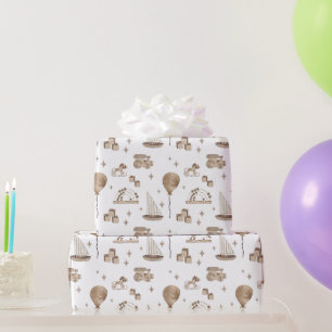 Papier Cadeau Jouet vintage Abacus, Cheval Rocheux, Blocs, Batea