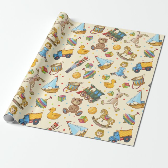Papier Cadeau Jouets Anciens (Déroulé)