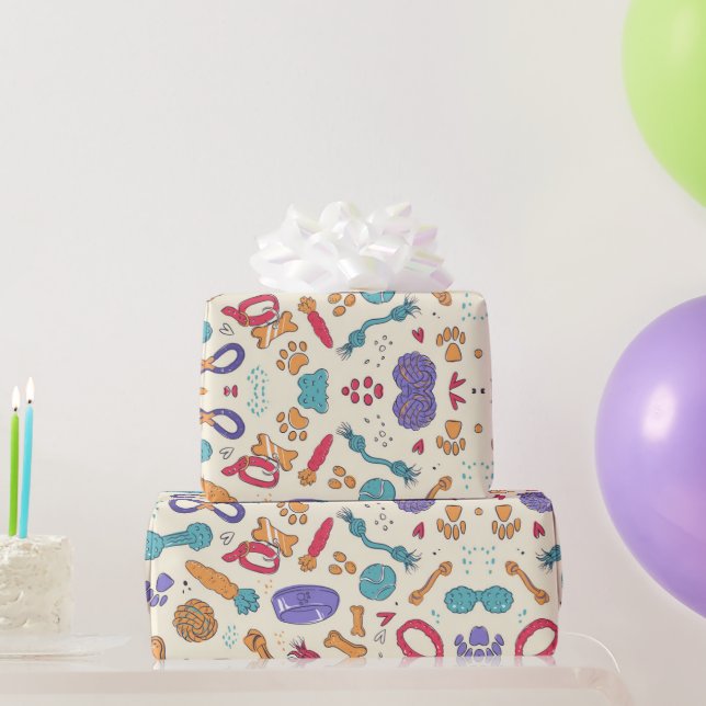 Papier Cadeau Jouets de chien Motif Animaux de compagnie Traite  (Cadeaux de fête)