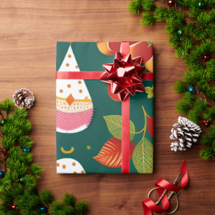 Papier Cadeau Jouets de Noël du Père Noël Motif rétro