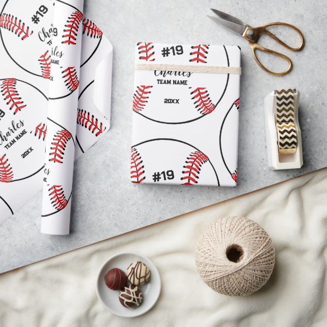 Papier Cadeau Joueur de baseball Nom personnalisé Numéro et équi (Artisanat)