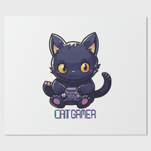 Papier Cadeau Joueur de chat (Plat)