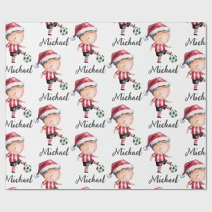 Papier Cadeau Joueur de football de Noël aquarelle Adresse de re
