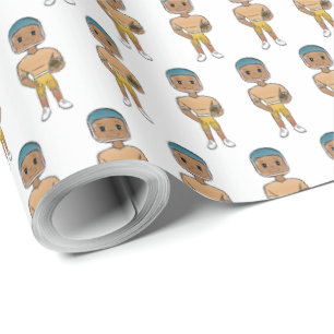 Papier Cadeau joueur de football ombré vintage rétro arc-en-ciel
