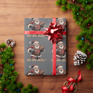 Papier Cadeau Joueur de football rétro Santa Ho Ho Hike Noël