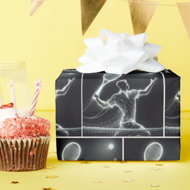 Papier Cadeau Joueur de tennis de Neon (Fête d'anniversaire)