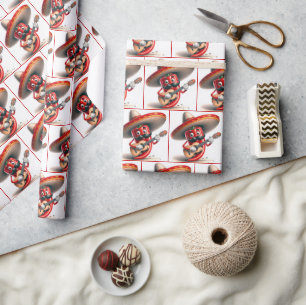 Papier Cadeau Joueur guitariste mexicain Red Chili Pepper