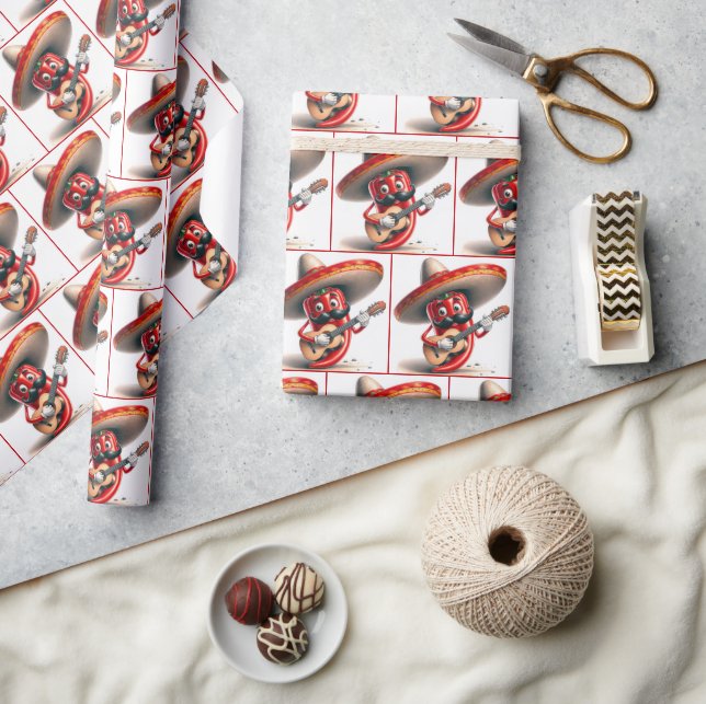 Papier Cadeau Joueur guitariste mexicain Red Chili Pepper (Artisanat)