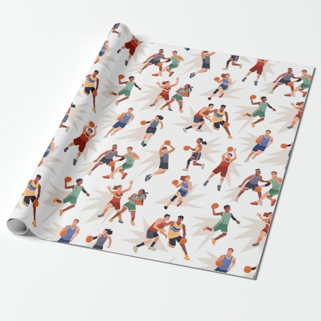 Papier Cadeau Joueurs de basket-ball (Déroulé)