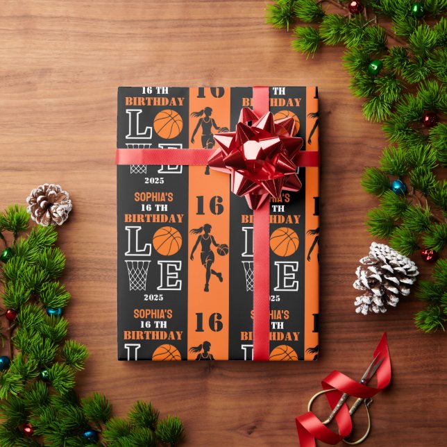 Papier Cadeau Joueuse de basket-ball personnalisée fille, cadeau (Cadeau de vacances)