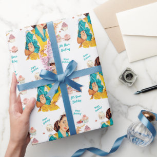 Papier Cadeau Jour de cuisson 1950 Femme vintage Joyeux Annivers