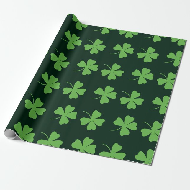 Papier Cadeau Jour de la Saint Patrick du Motif de trèfle vert (Déroulé)