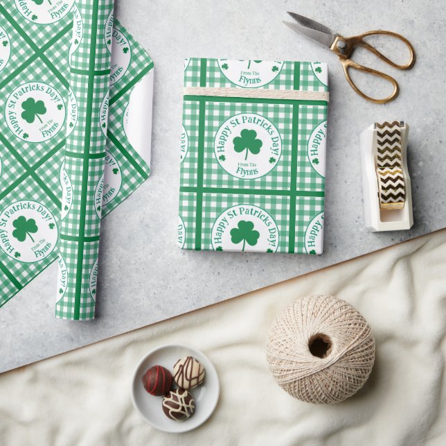 Papier Cadeau Jour de la Saint-Patrick NOM Trèfle Irlandais Vert (Artisanat)