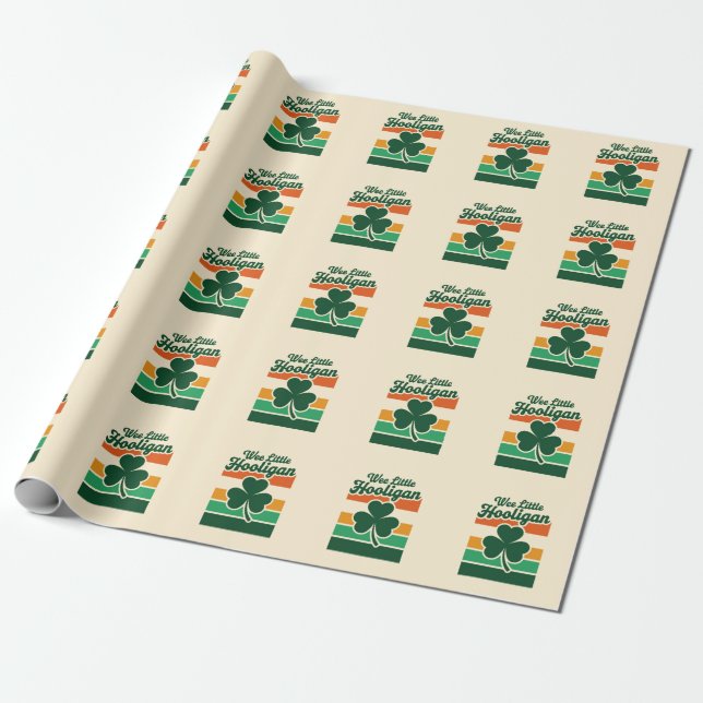 Papier Cadeau Jour de la Saint Patrick Wee Little Hooligan Drôle (Déroulé)