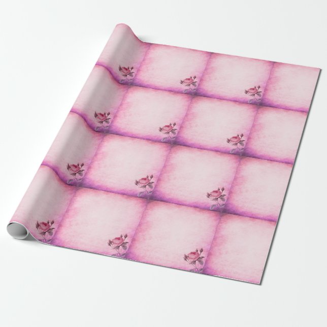 Papier Cadeau Jour de la Saint-Valentin Rose (Déroulé)