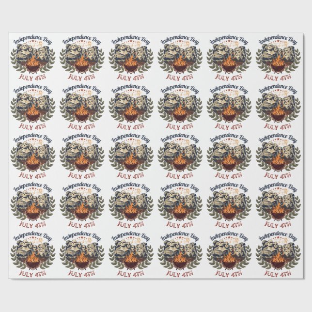 Papier Cadeau Jour de l'Indépendance Mont Rushmore 4 juillet (Plat)