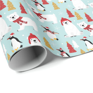 Papier Cadeau Jour de Noël blanc polaire