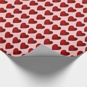 Papier Cadeau Jour de Valentines rose et rouge de coeurs