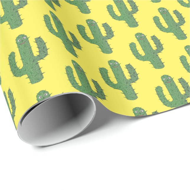 Papier Cadeau Jour des morts heureux Cactus Patterned (Coin rond)