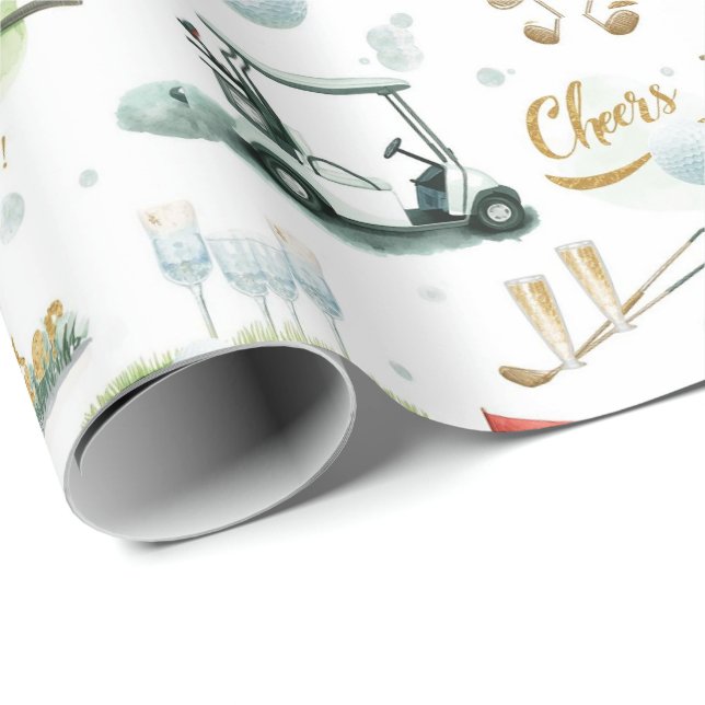 Papier Cadeau Jour des patrons pour le golfeur (Coin rond)