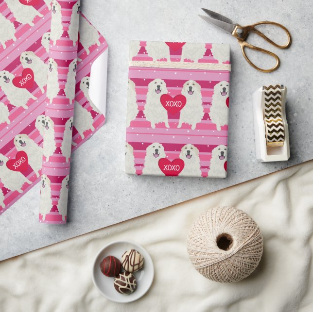 Papier Cadeau Jour des Valentines des Grands Pyrénées (Artisanat)