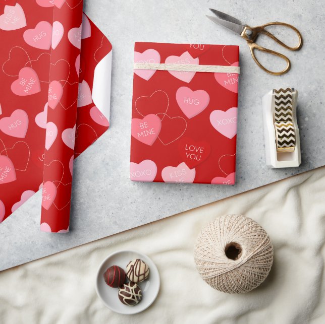 Papier Cadeau Jour des Valentines du Motif du Coeur Rouge mignon (Artisanat)