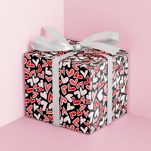 Papier Cadeau Jour des valentines Motifs des Coeurs rouges