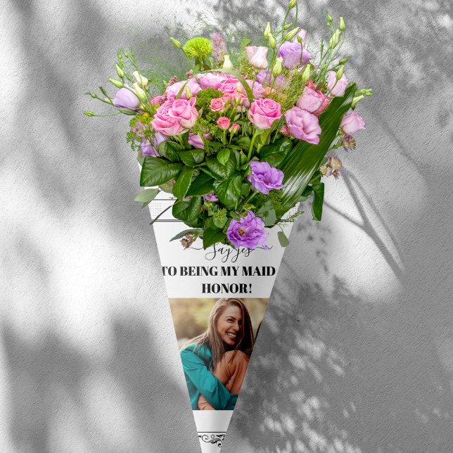 Papier Cadeau Journal Bridesmaid Bouquet Proposition Rétro (Newspaper Bridesmaid Bouquet Proposal Retro Wrapping Paper)