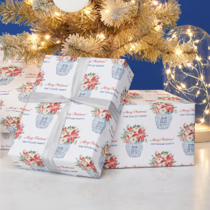 Papier Cadeau Jours fériés Smart Red White Florals Bleu Blanc