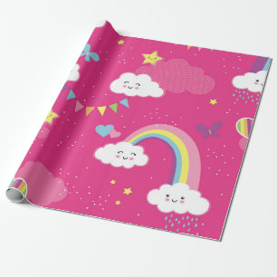 Papier Cadeau Jovely Pink Rainbow Sky répétition motif. Un souli